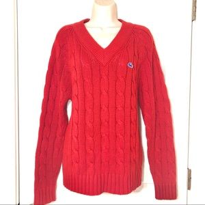Red Lacoste Red Vintage 80’s Preppy Sweater Lg